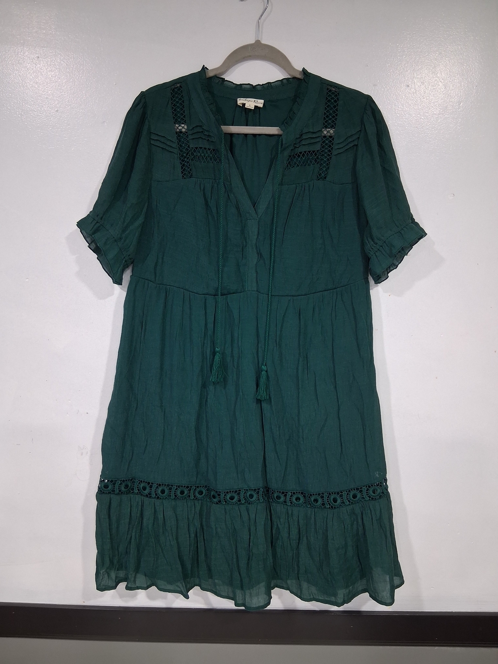 Indigo Teal Crochet-Trim Short Sleeve Tunic